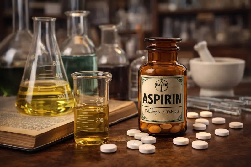 Аспірин — ацетилсаліцилова кислота у формі препарату, символ німецьких хімічних інновацій у медицині